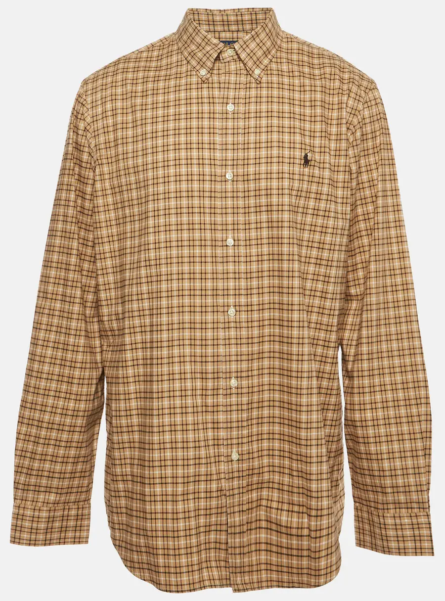 Polo Ralph Lauren Brown Plaid Cotton Classic Fit T-shirt XL