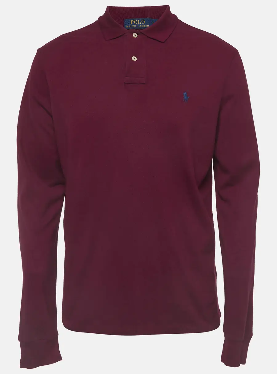 Polo Ralph Lauren Burgundy Cotton Pique Collar Sweatshirt L