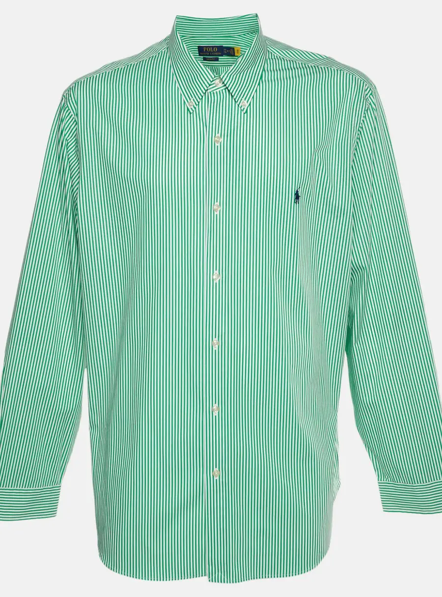 Polo Ralph Lauren Green Stripe Cotton Button Down Shirt XXL