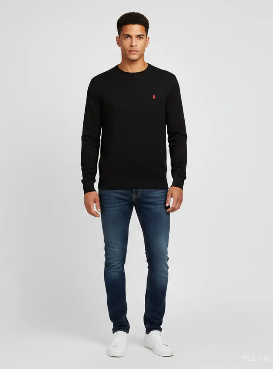 Polo Ralph Lauren Black Wool Knit Sweater XL