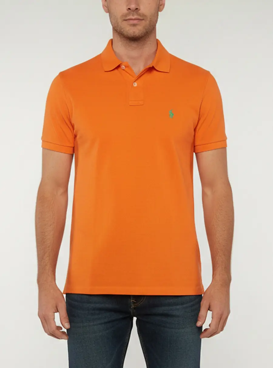 Polo Ralph Lauren Orange Cotton Pique Distress Polo T-Shirt S