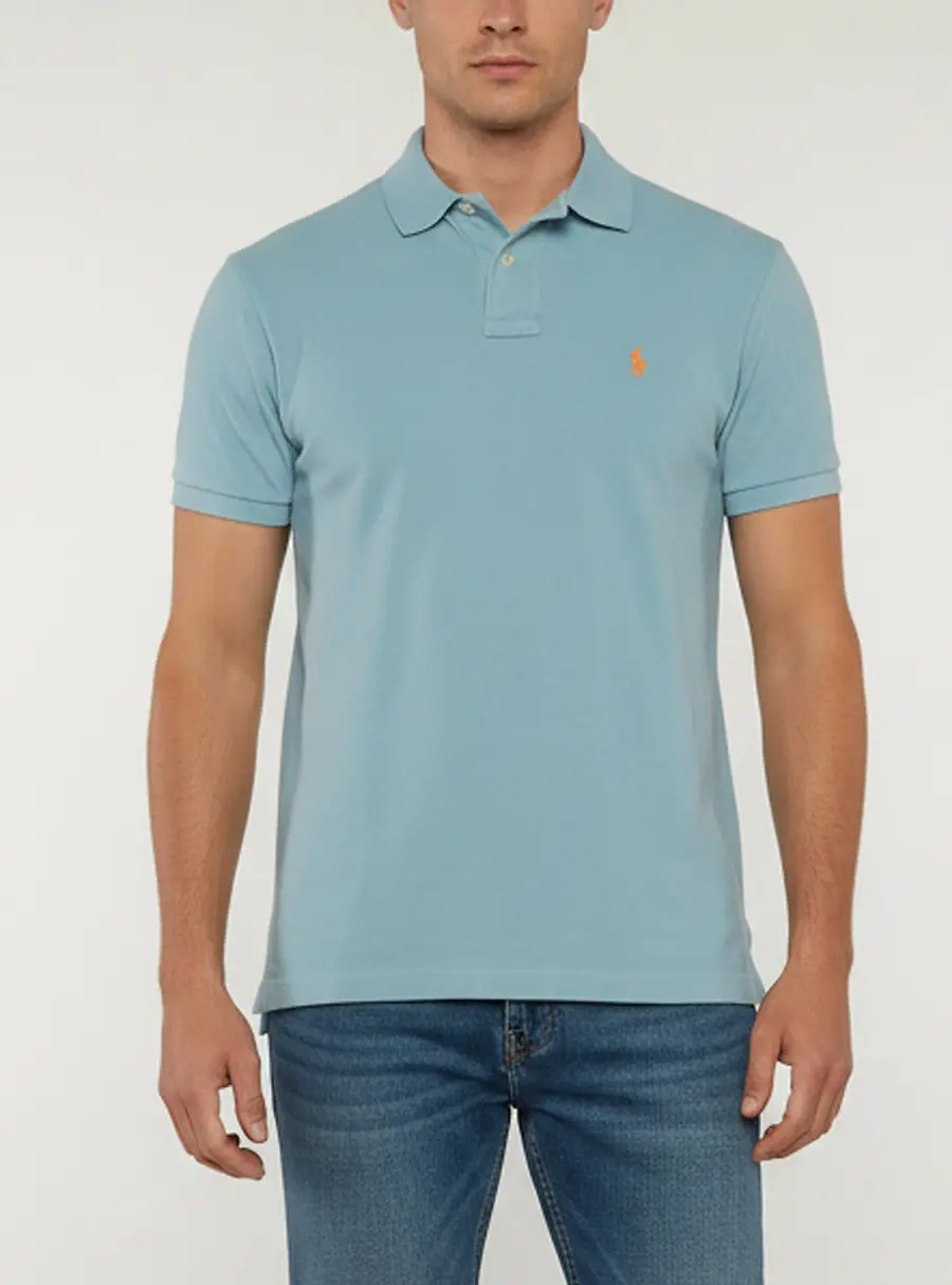 Polo Ralph Lauren Light Blue Cotton Pique Custom Fit Polo T-Shirt S