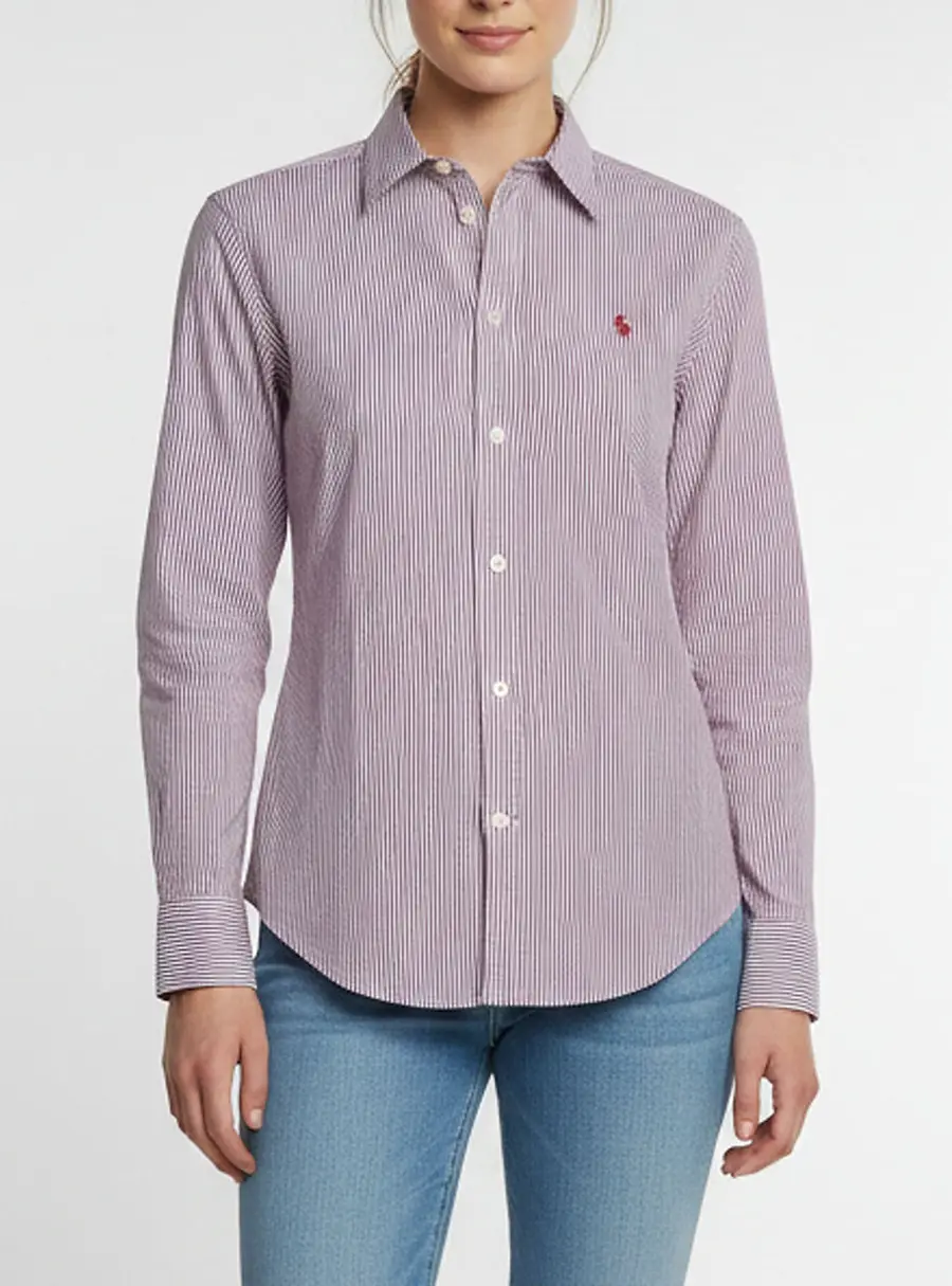 Polo Ralph Lauren Purple Stripe Stretch Cotton Shirt M