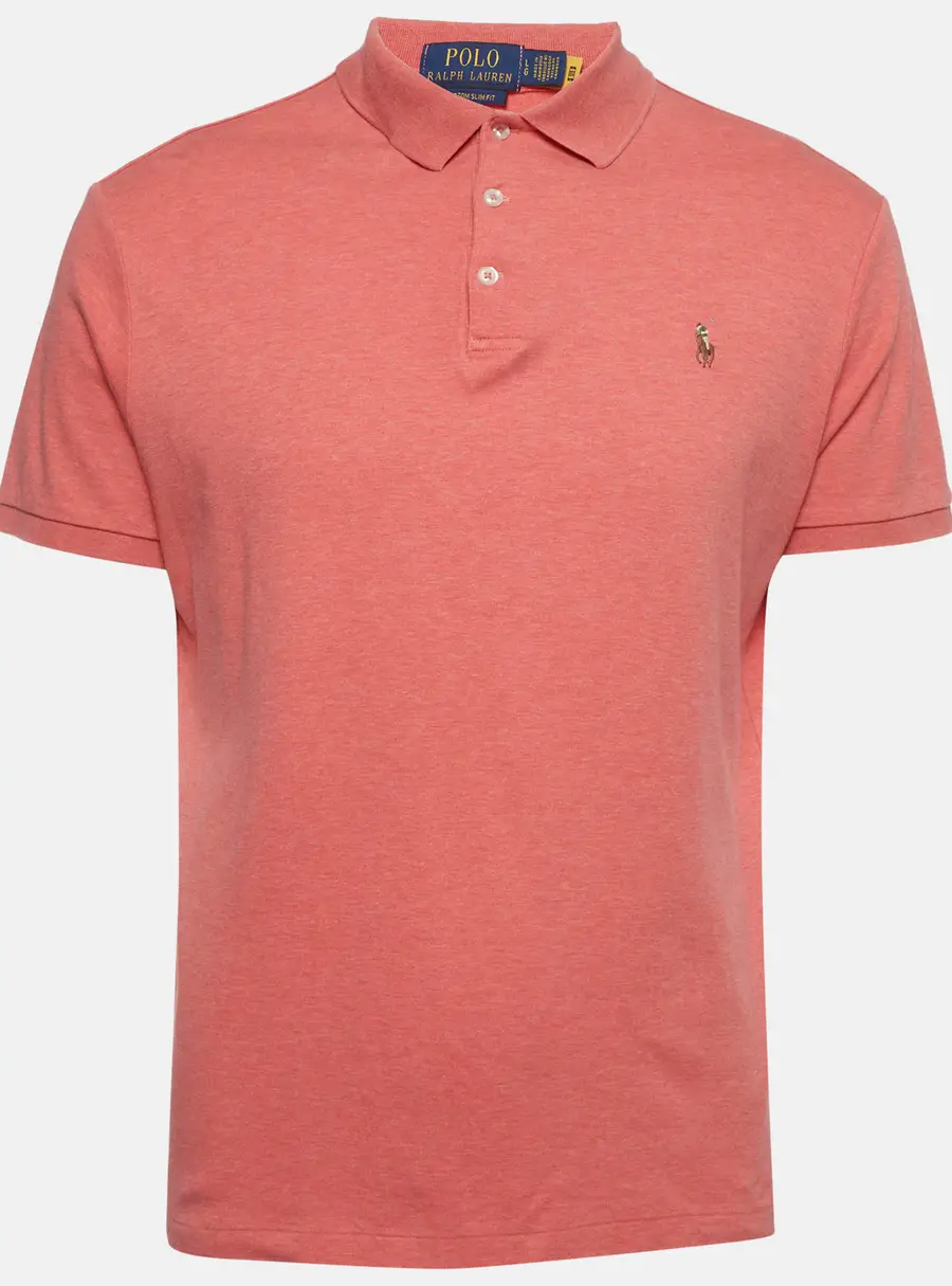 Polo Ralph Lauren Pink Logo Embroidered Knit Polo T-Shirt L