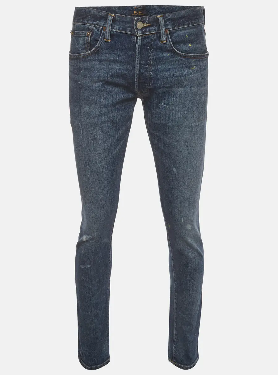 Polo Ralph Lauren Blue Denim Distressed Straight Fit Jeans /Waist 32"