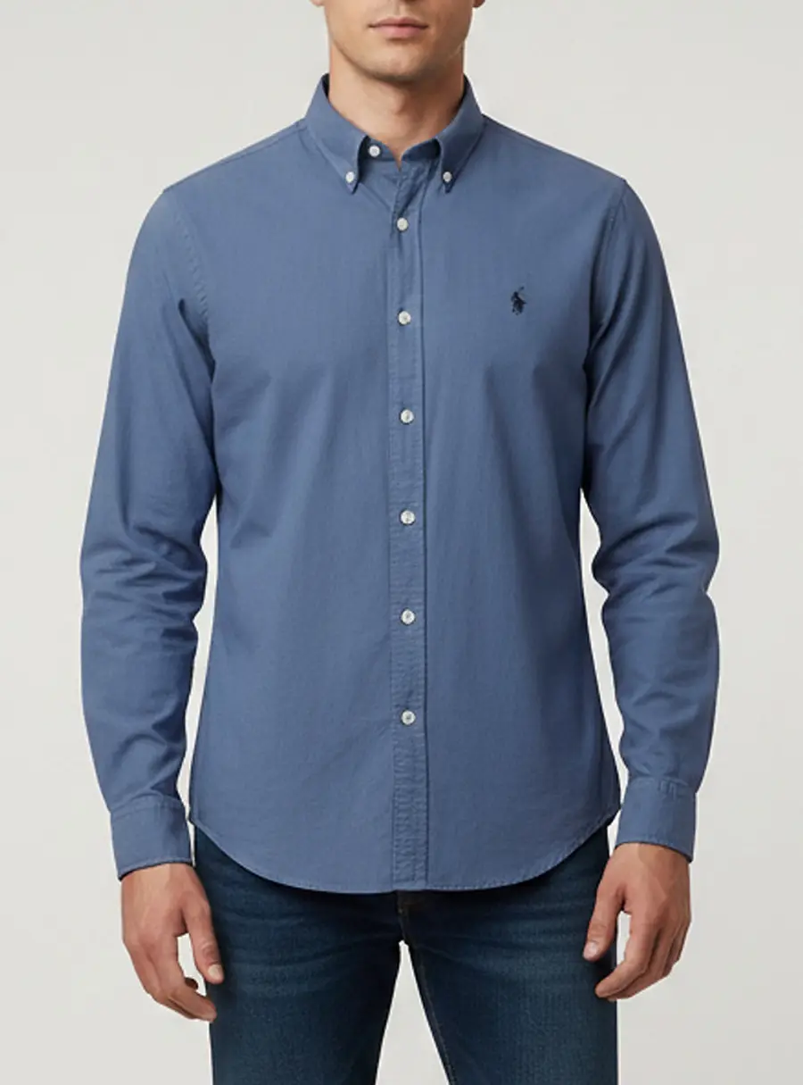 Polo Ralph Lauren Blue Cotton Relaxed Fit Shirt L