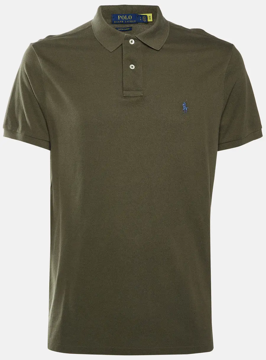 Polo Ralph Lauren Logo Embroidery Olive Green Cotton Pique Polo T-Shirt L