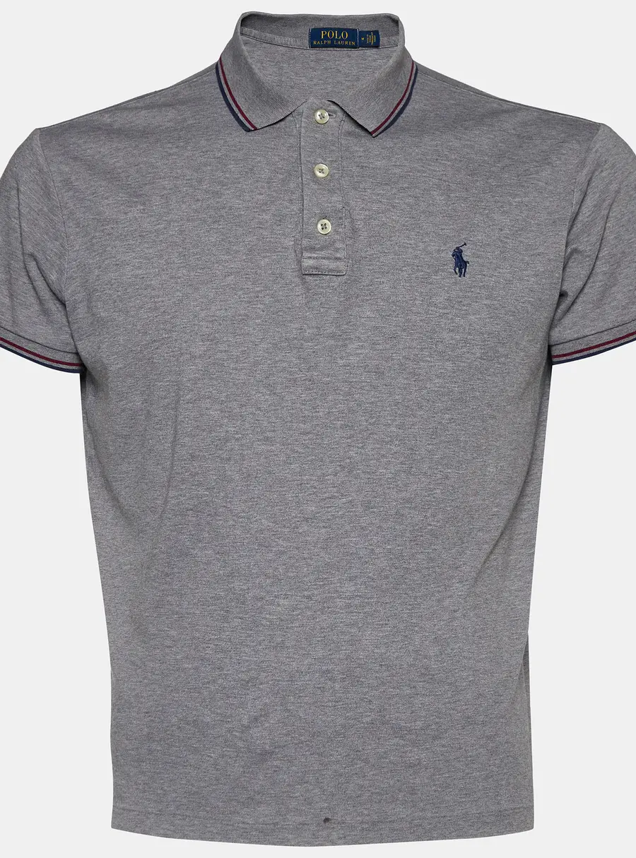 Polo Ralph Lauren Grey Cotton Logo Embroidered Polo T-Shirt M