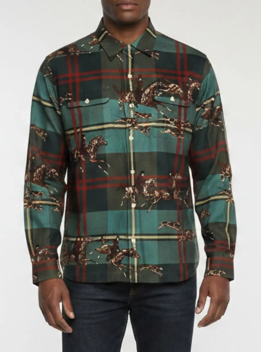 Polo Ralph Lauren Green Equestrian Plaid Print Cotton Shirt L