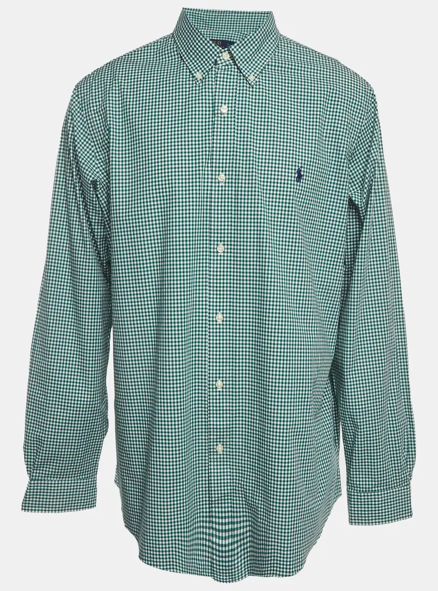 Polo Ralph Lauren Green Check Print Stretch Cotton Shirt XXL