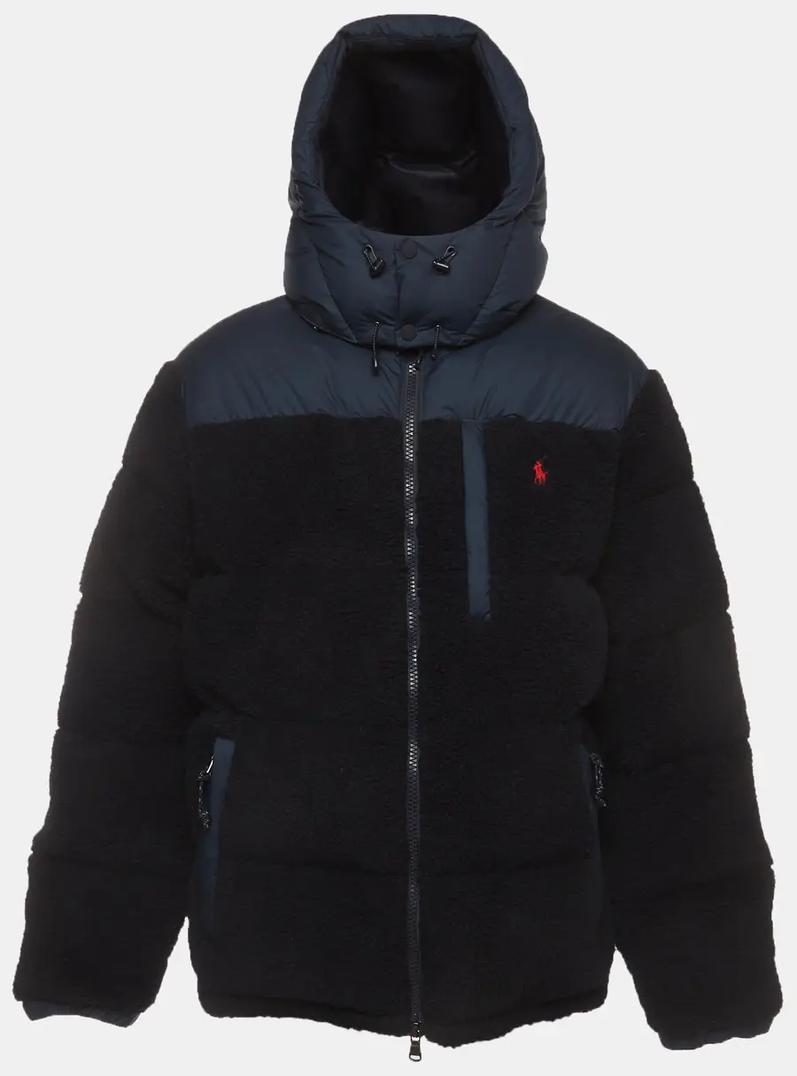 Polo Ralph Lauren Navy Blue Synthetic and Faux Fur Puffer Jacket XXL