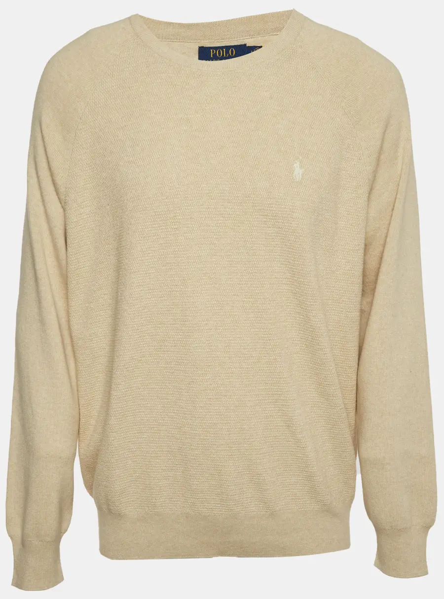 Polo Ralph Lauren Beige Cotton Knit Crewneck Sweater XL