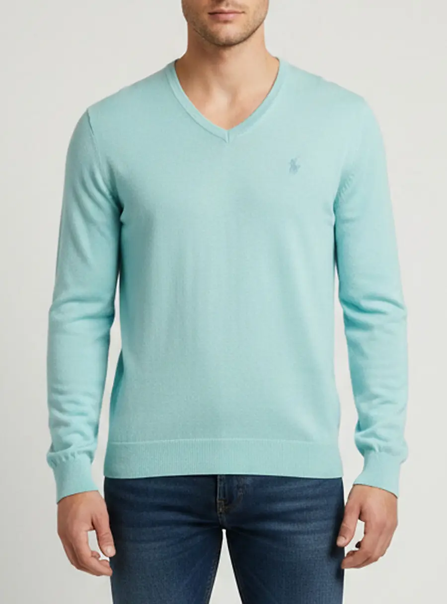 Polo Ralph Lauren Turquoise Logo Embroidered Knit Pullover S