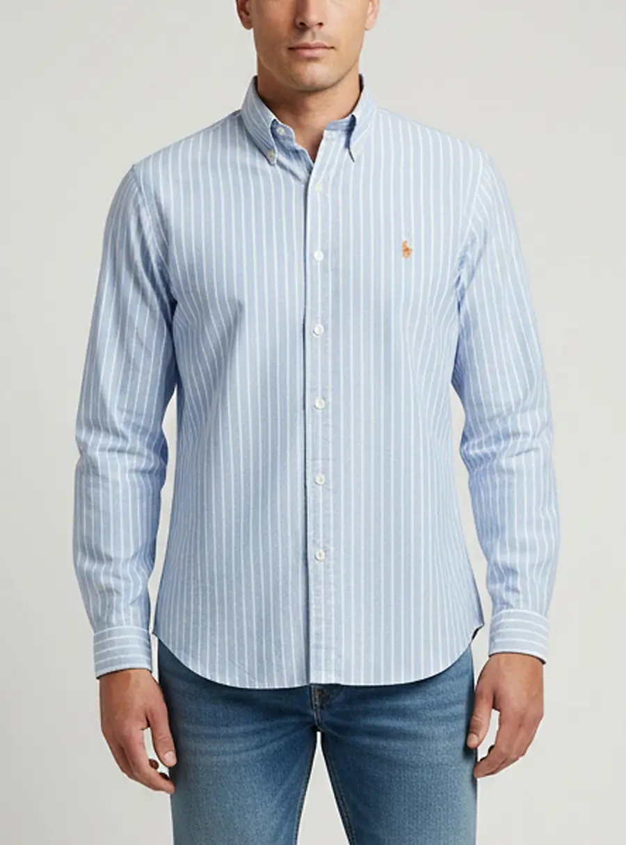 Polo Ralph Lauren Blue/White Striped Cotton Oxford Shirt M
