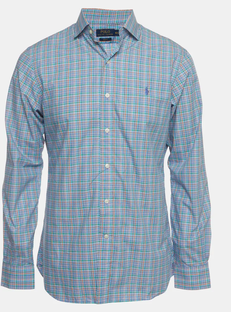 Polo Ralph Lauren Blue Plaid Print Poplin Button Down Shirt M