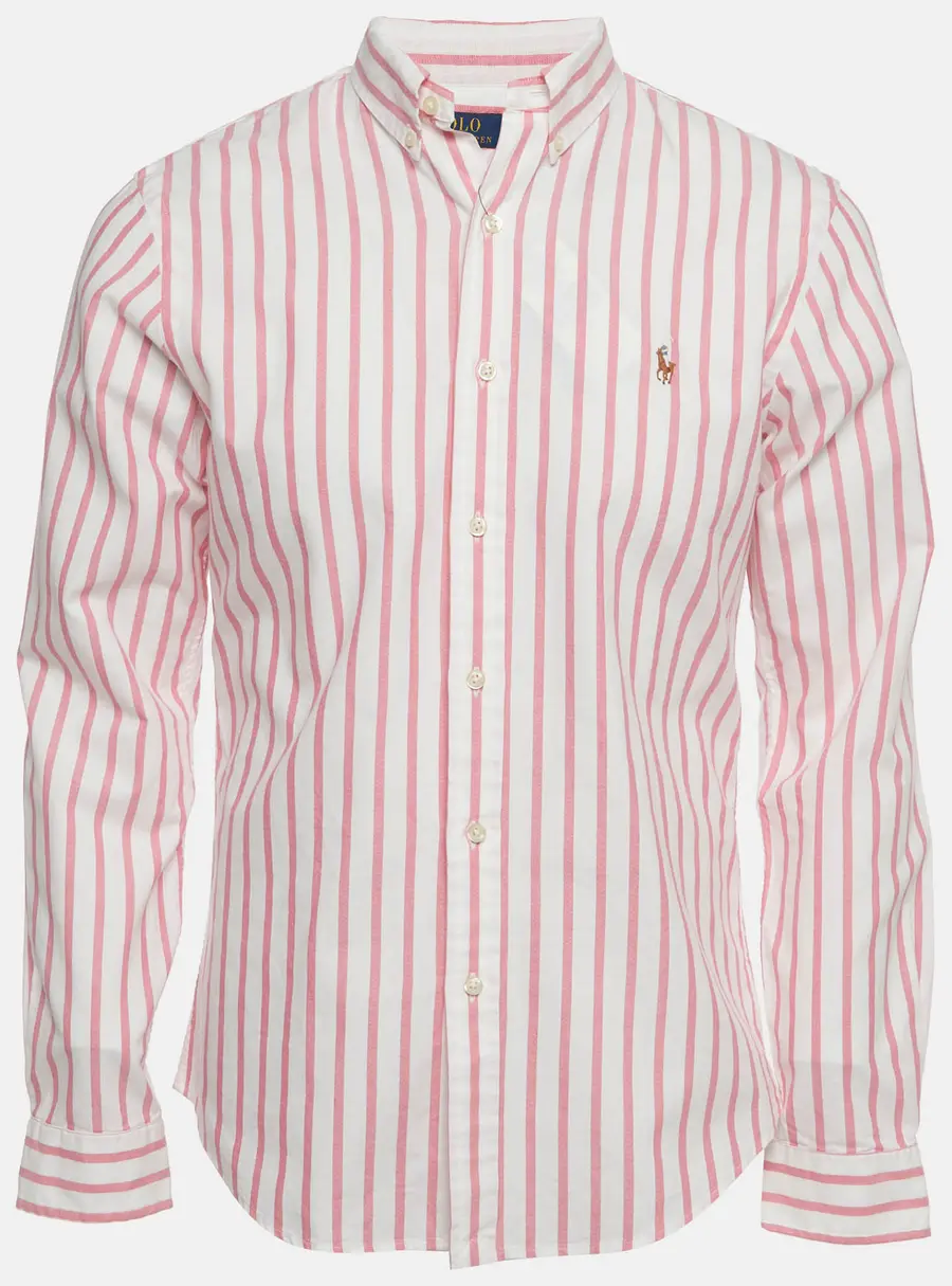 Polo Ralph Lauren White / Pink Stripe Button Down T-Shirt M