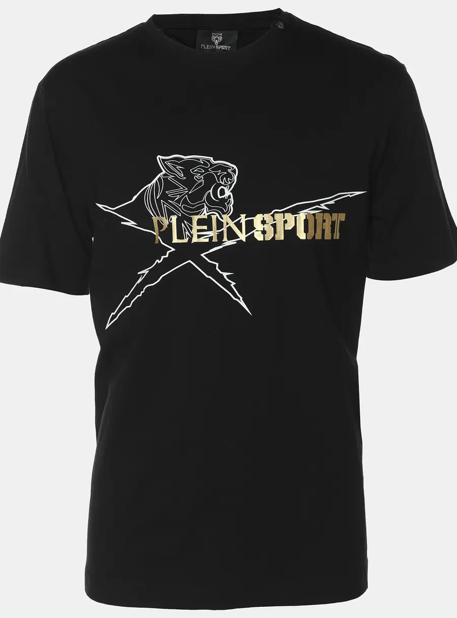 Plein Sport Black Jersey Logo Print T-Shirt L