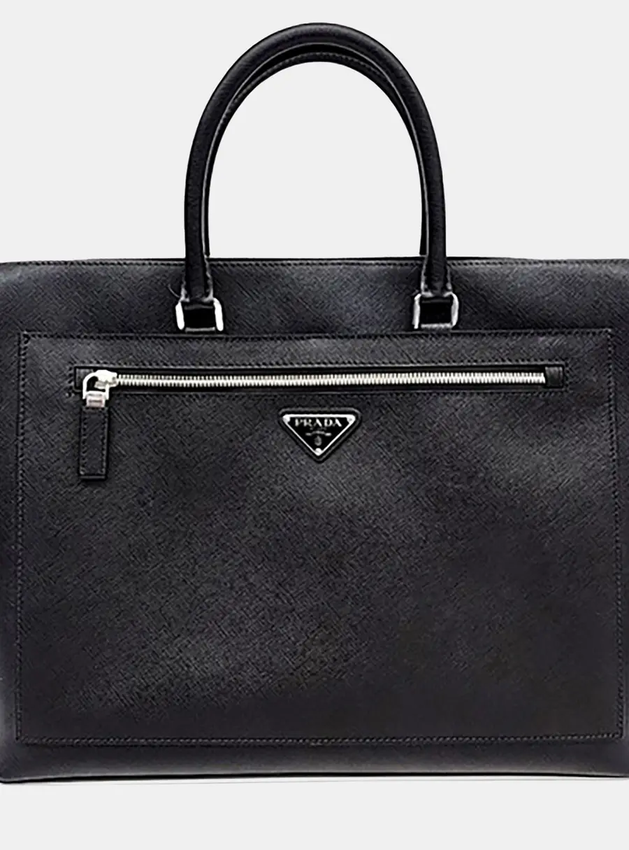 Prada Black Saffiano Leather Top Handle Bag