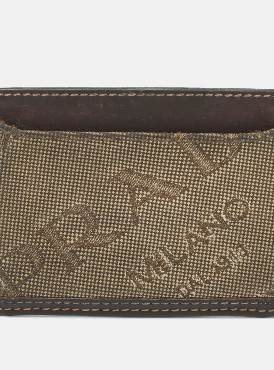 Prada Brown/Brown Canvas and Leather Card Holder
