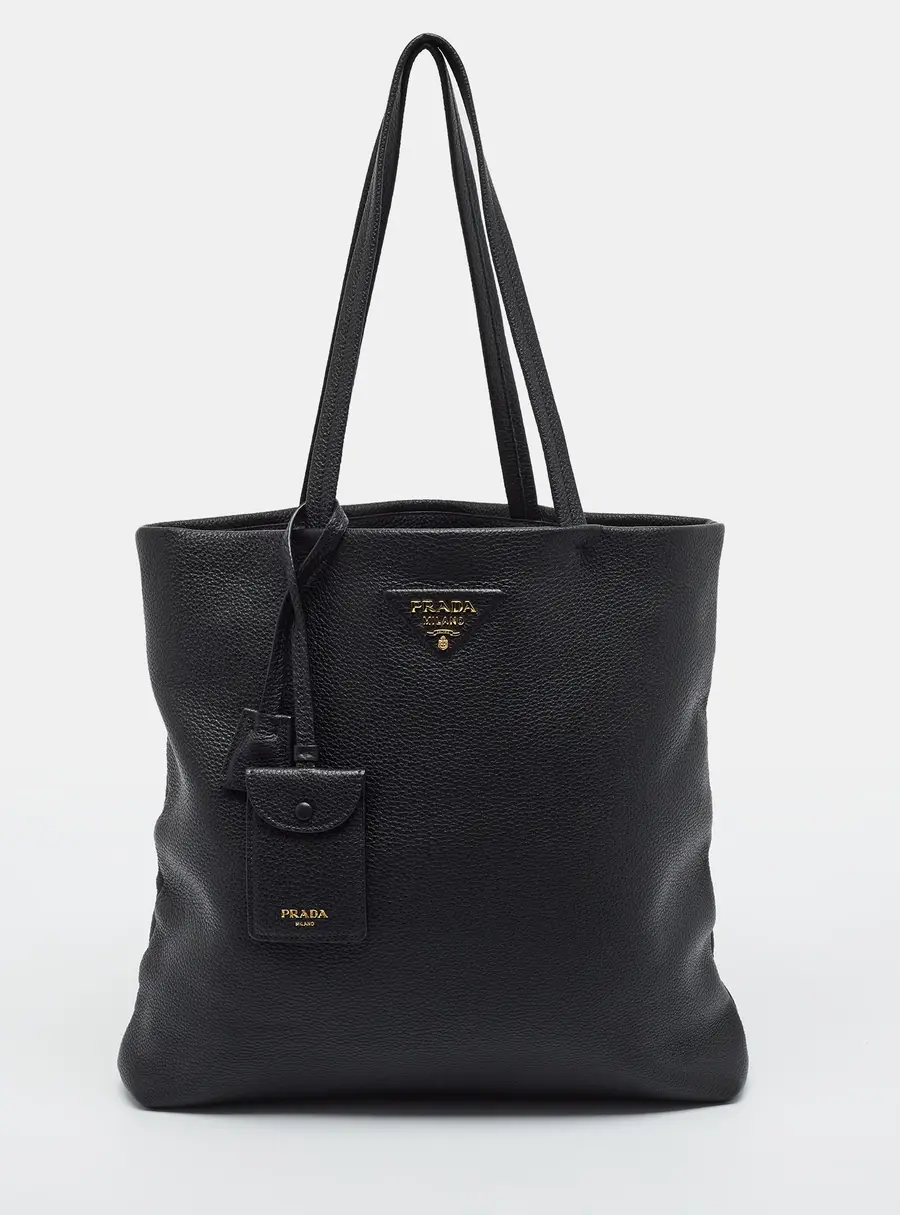 Prada Black Vitello Leather Tote