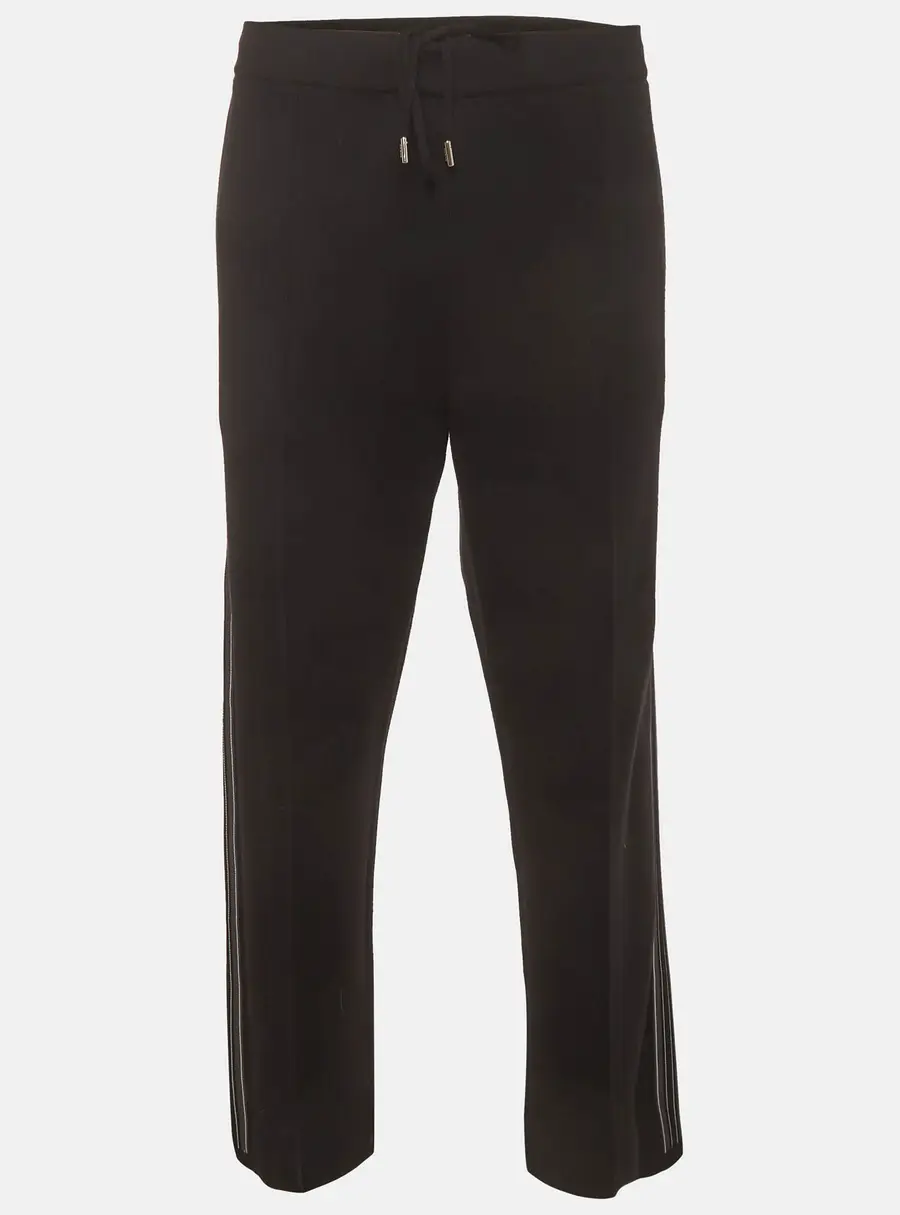 Prada Black Knit Side Stripe Straight Fit Pants XXL