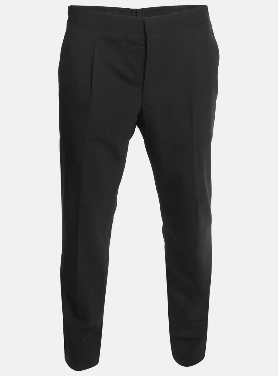 Prada Black Wool Straight Fit Button-Up Trousers XL