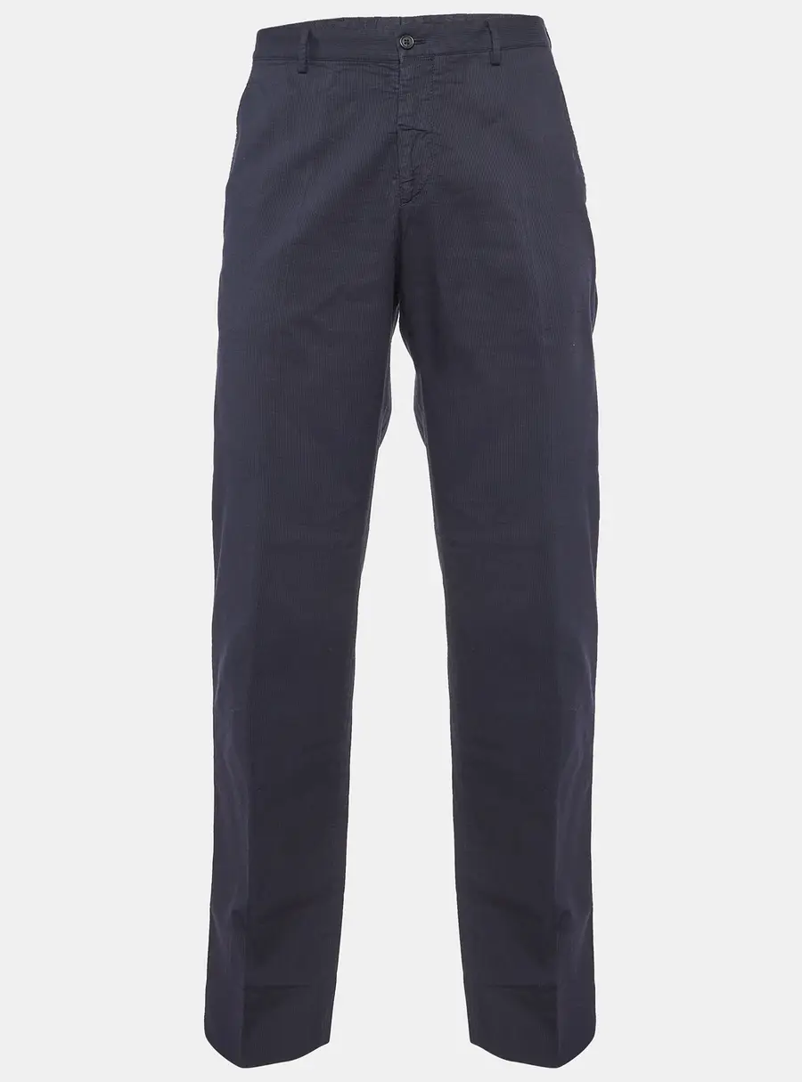 Prada Navy Blue Stripe Pattern Cotton Regular Fit Pants XL