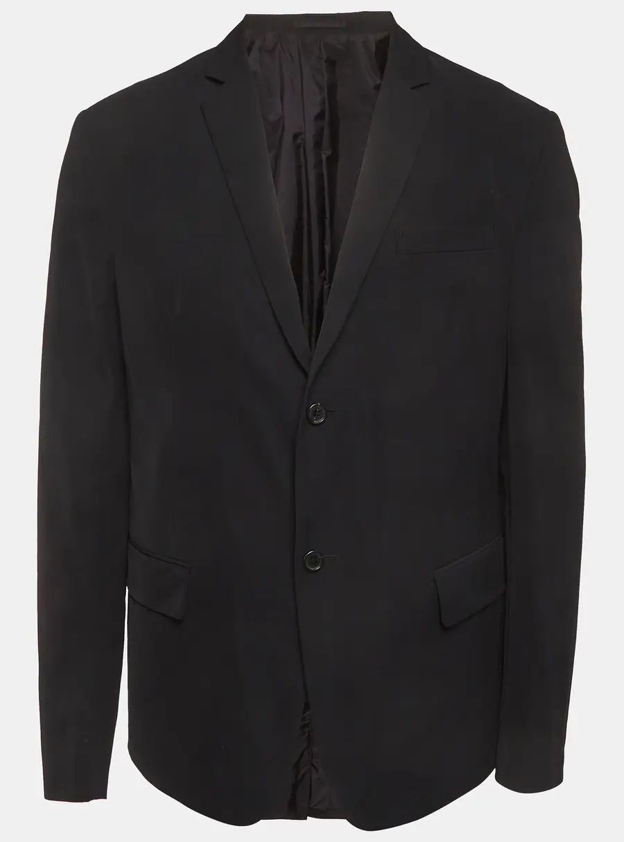 Prada Black Gabardine Single Breasted Blazer XXL