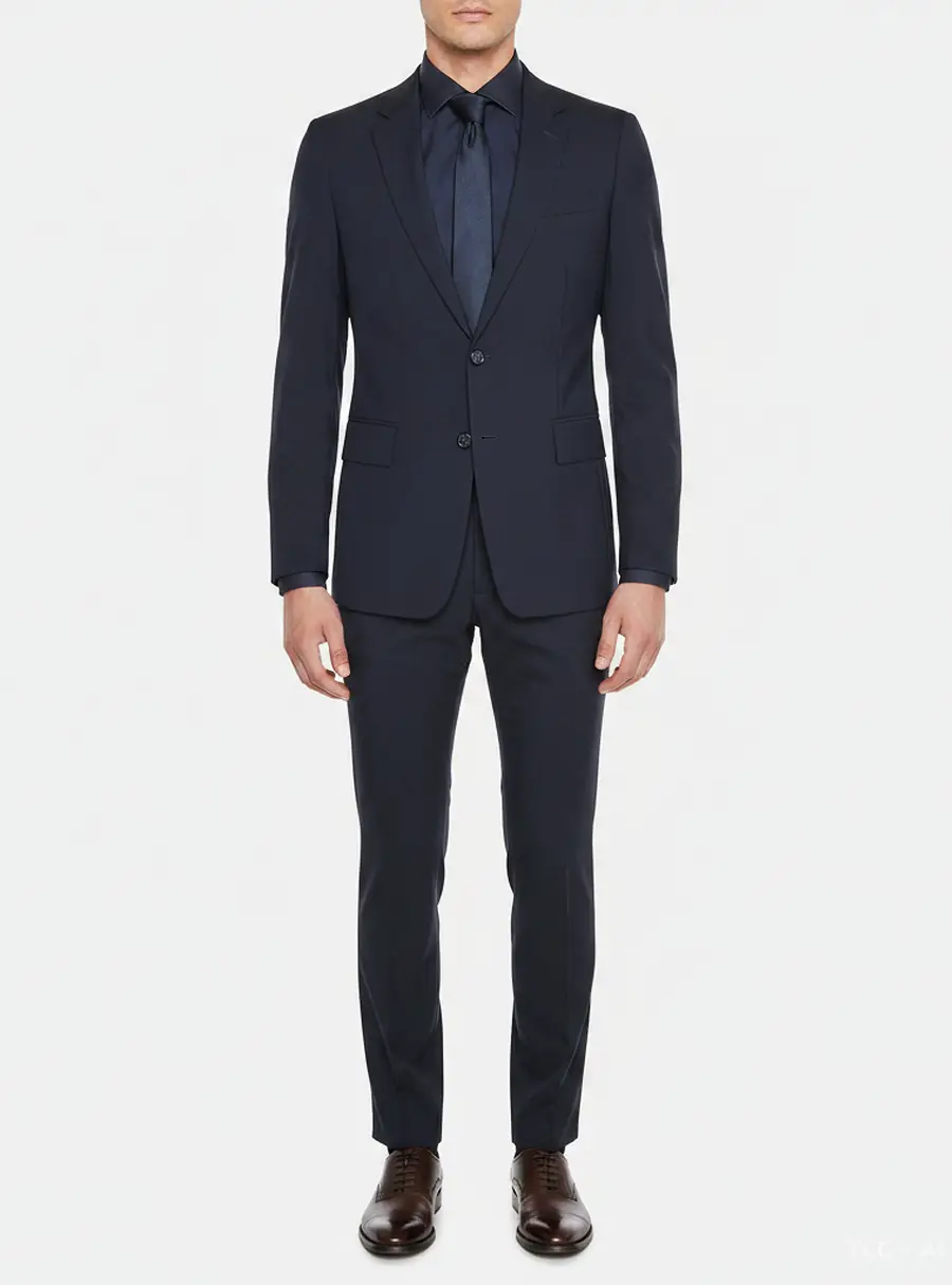 Prada Navy Blue Wool Single Breasted Suit and Pants Set S