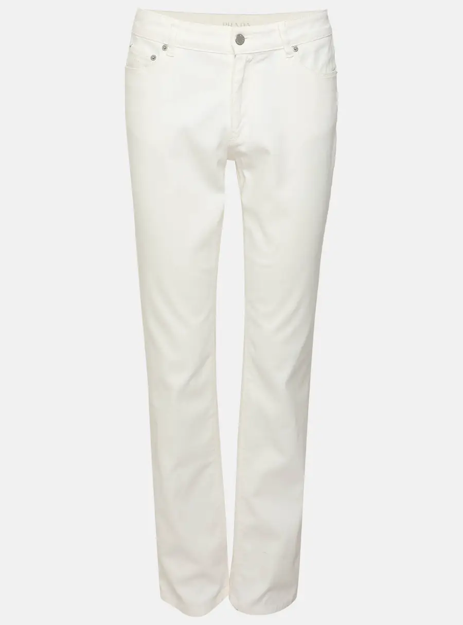 Prada White Denim Straight Leg Pants XS