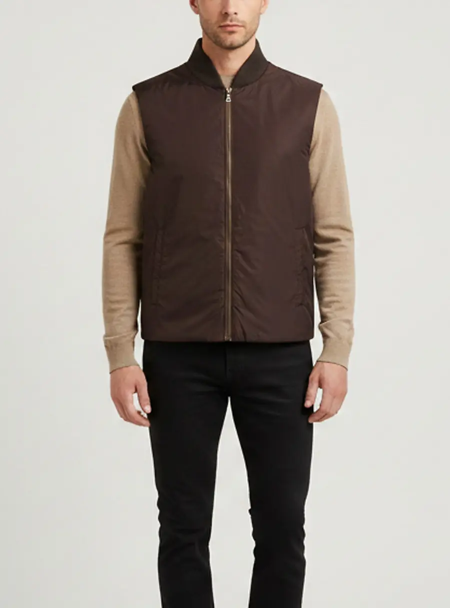 Prada Brown Nylon Zip-Front Vest XL