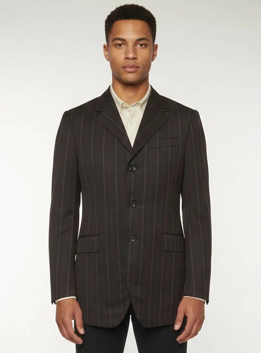 Prada Vintage Black Pinstripe Wool Single Breasted Blazer S