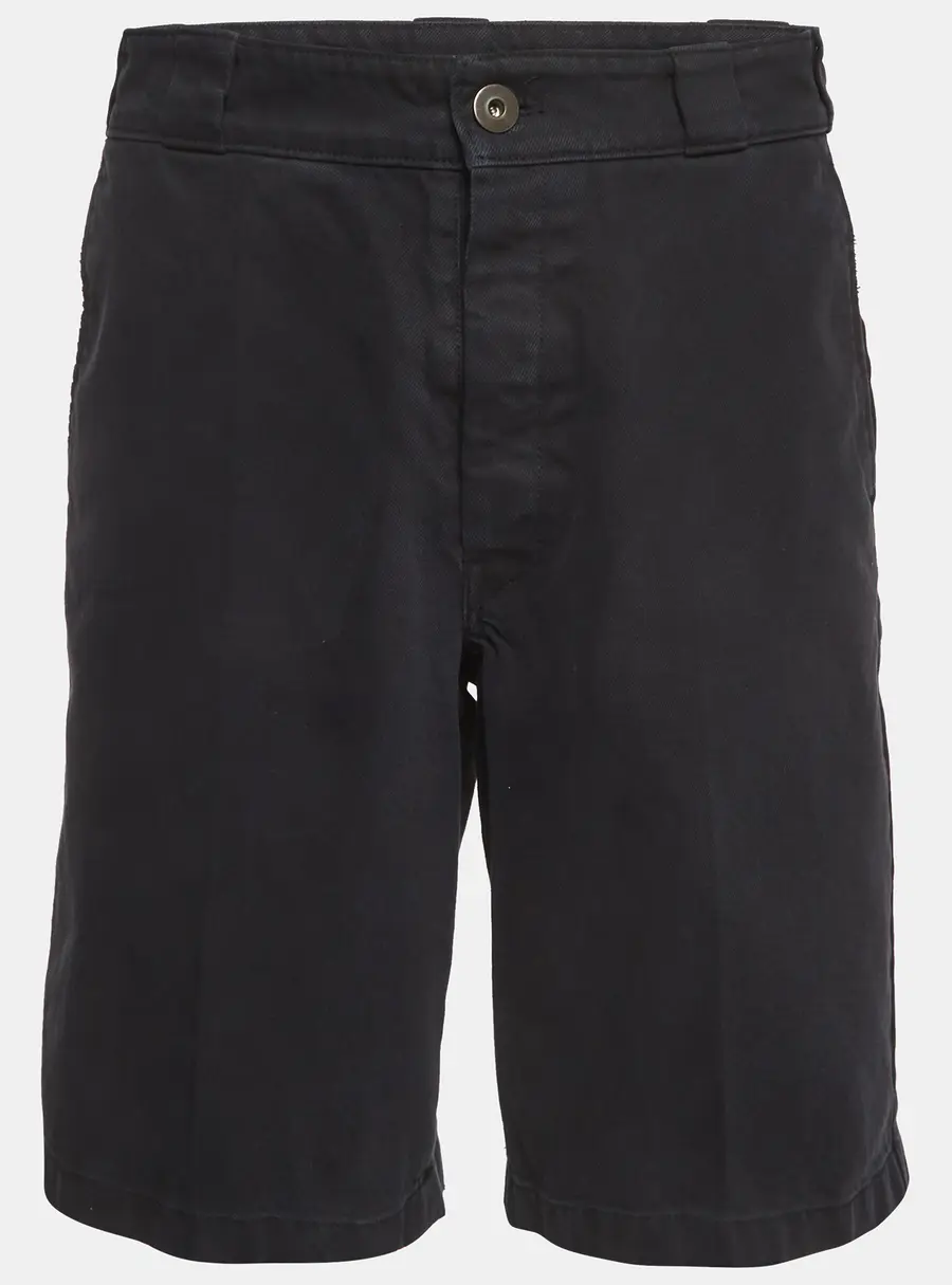 Prada Navy Blue Washed Distressed Cotton Bermuda Shorts S
