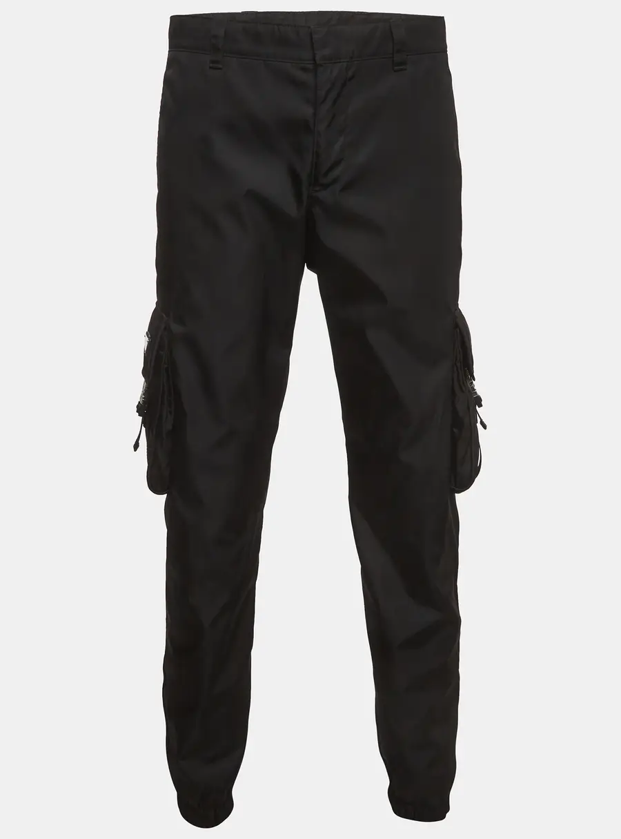 Prada Black Re-Nylon Triangle Logo Patch Jogger Pants M