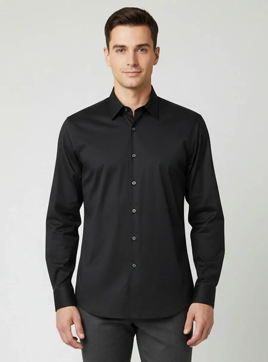 Prada Black Stretch Poplin Slim Fit Shirt XL