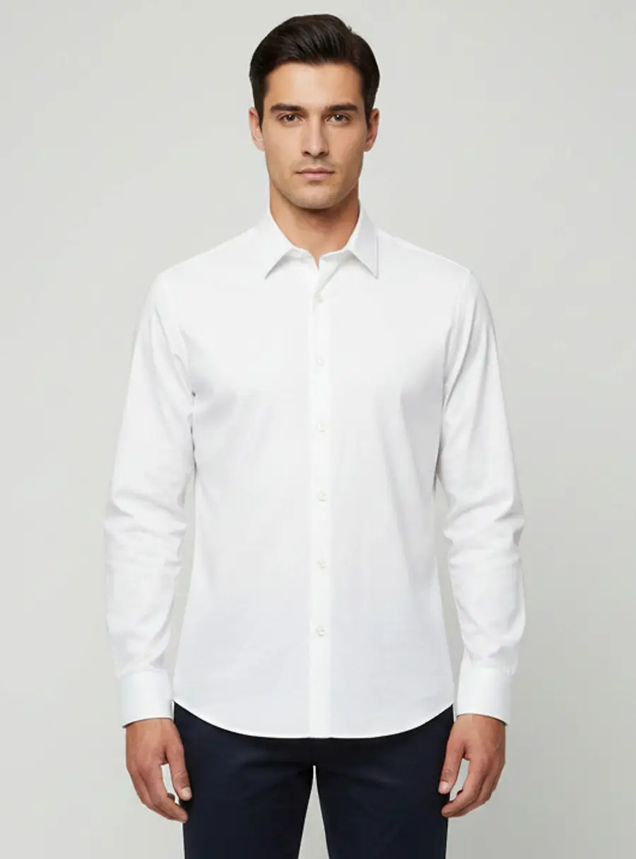 Prada Off White Stretch Poplin Slim Fit Shirt XL