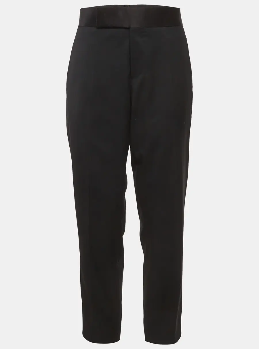 Prada Black Gabardine and Satin Straight Fit Tailored Trousers M