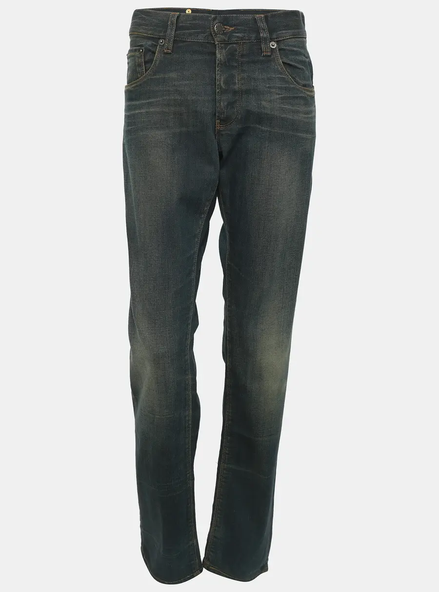 Prada Indigo Blue Washed Denim Tapered Fit Jeans M