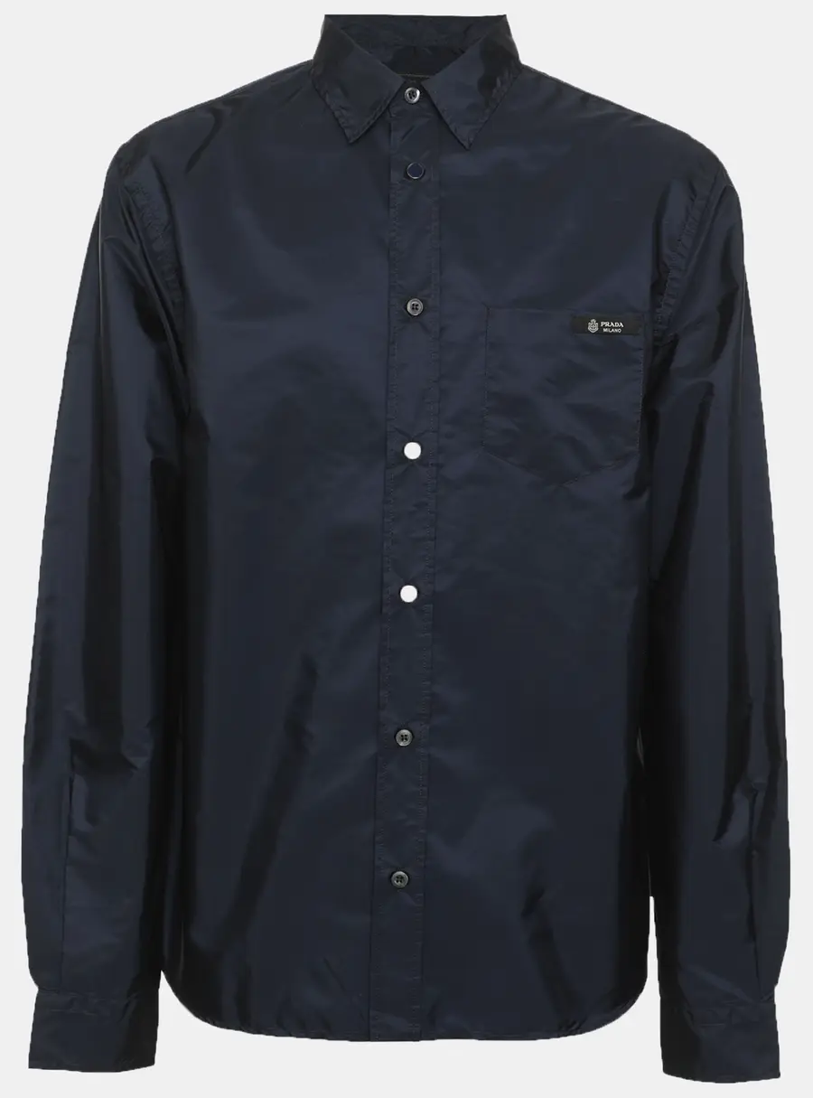 Prada Navy Blue Polyamide Re-Nylon Long Sleeve Shirt S