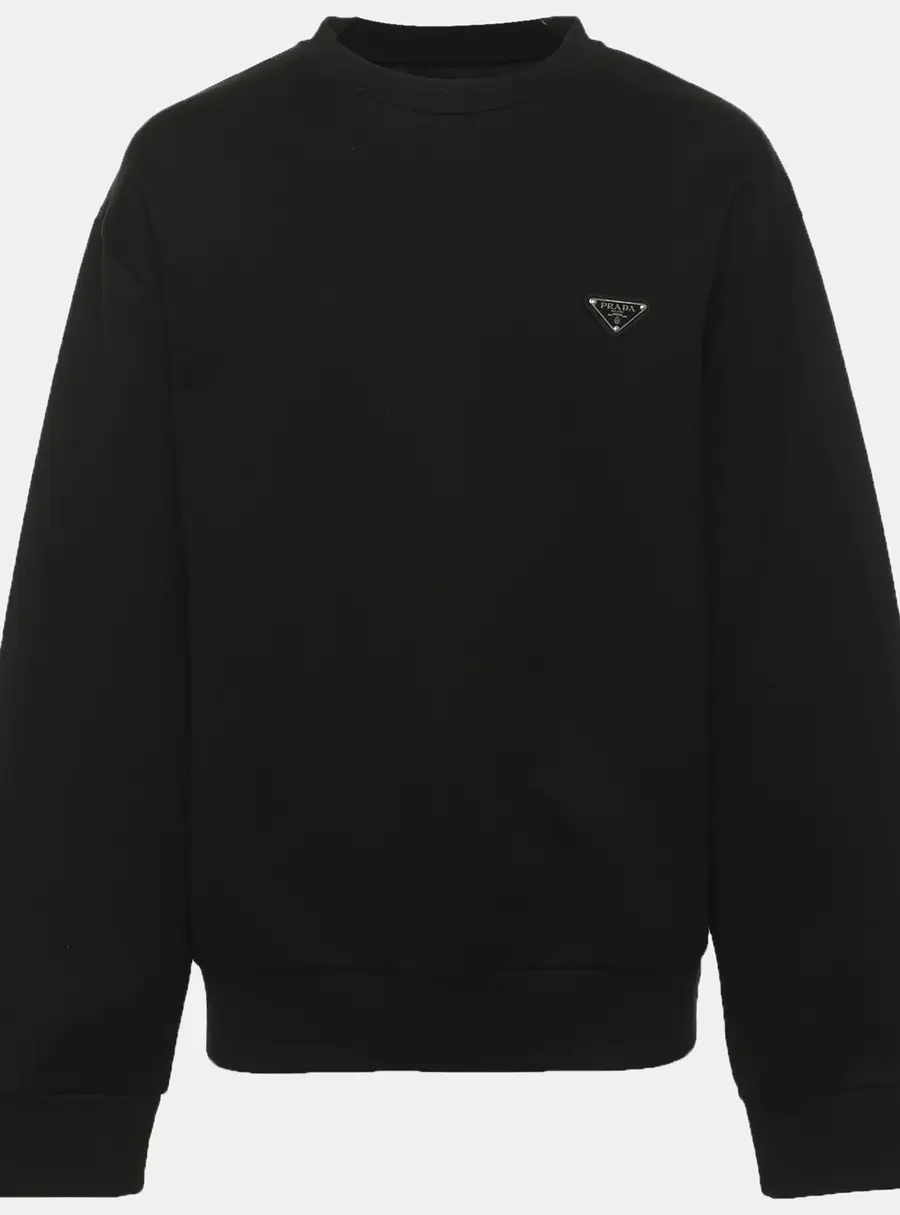 Prada Black Jersey and Nylon Triangle Re-Nylon Sweater S