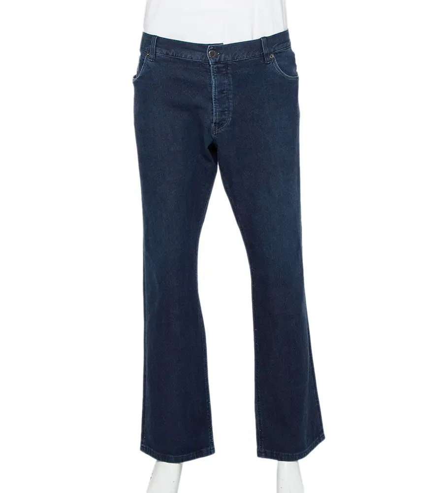 Prada Navy Blue Denim Straight Leg Jeans 3XL