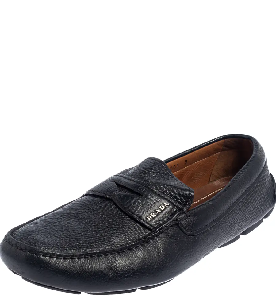 Prada Blue Leather Penny Slip On Loafers Size 43
