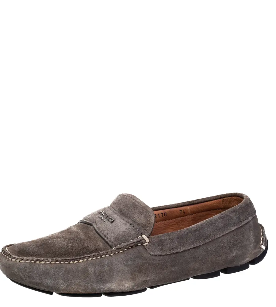 Prada Size 41.5 Grey Suede Loafers & Moccasins