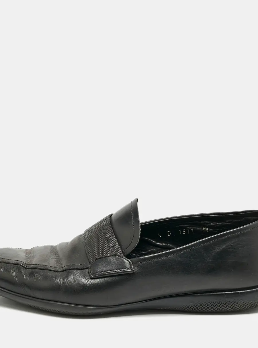 Prada Black Leather Penny Slip On Loafers Size 41.5