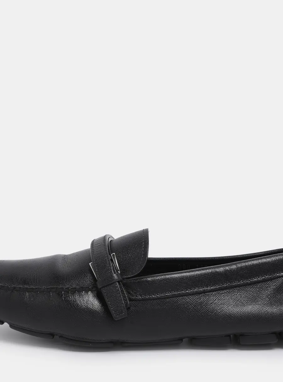 Prada Black Patent Leather Loafers Size 45