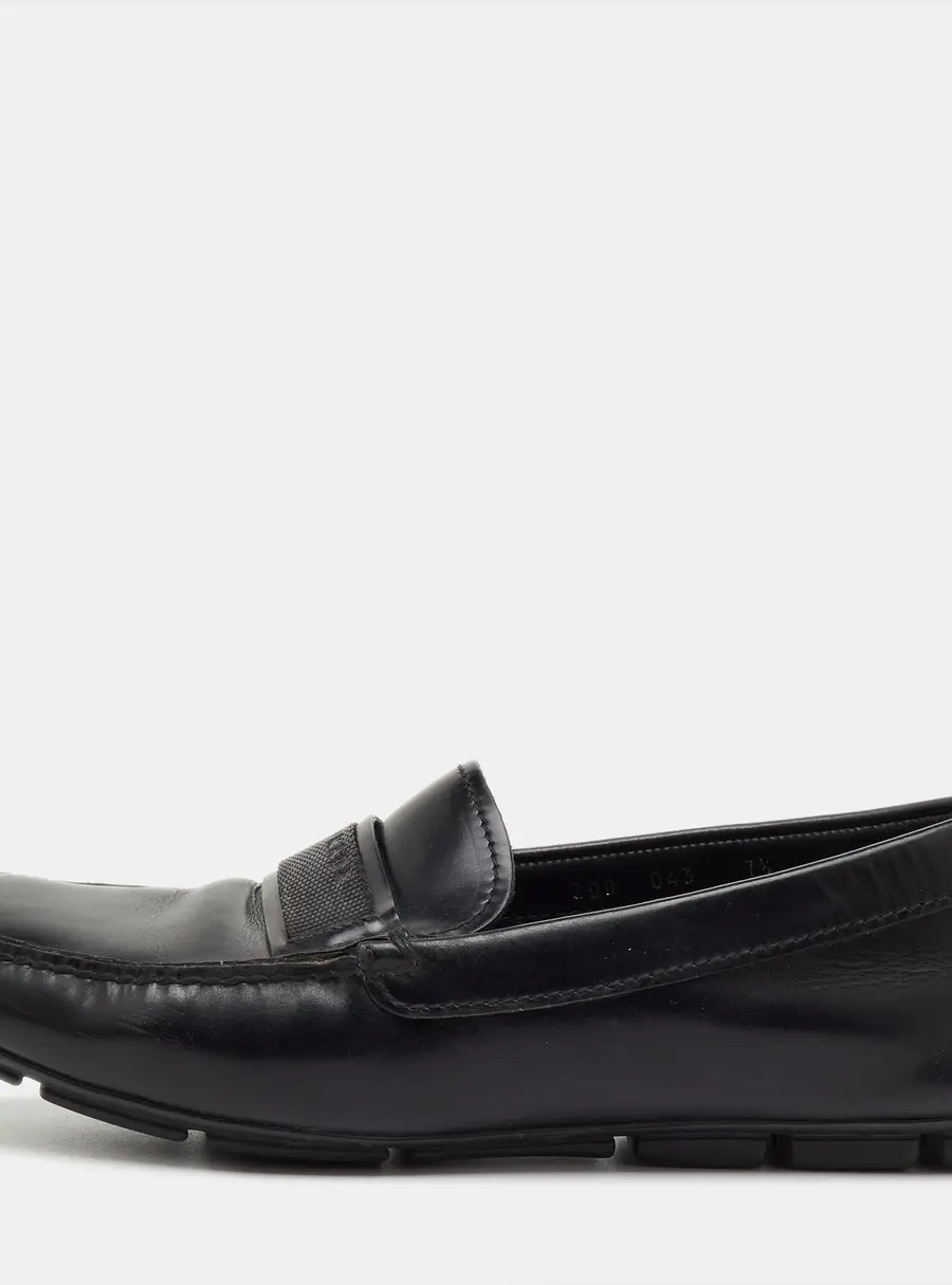 Prada Black Leather Slip On Loafers Size 41.5