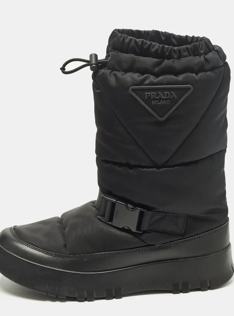 Prada Size 41.5 Black Nylon Snow Boots