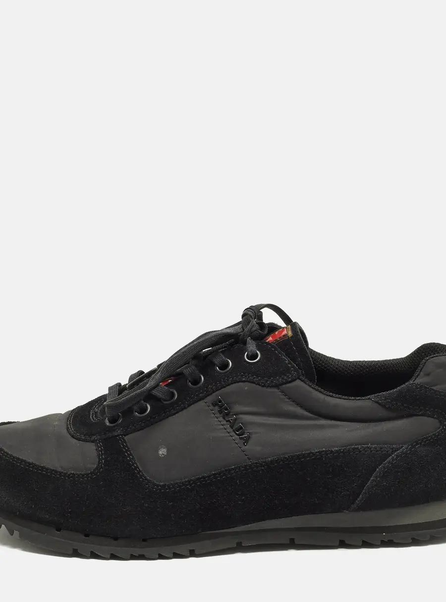 Prada Sport Size 41.5 Black Nylon and Suede Low Top Sneakers