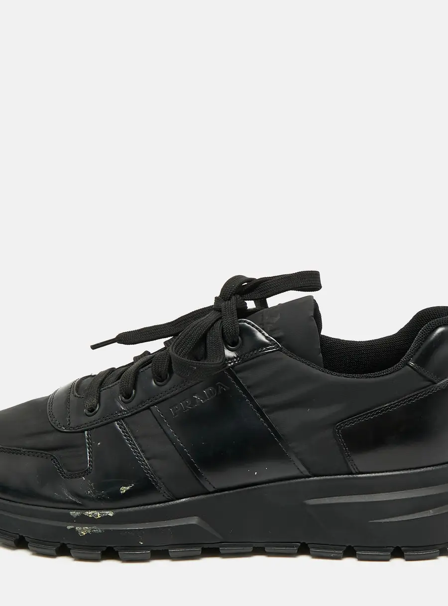 Prada Prax 01 Size 43 Black Leather and Nylon Lace Up Sneakers