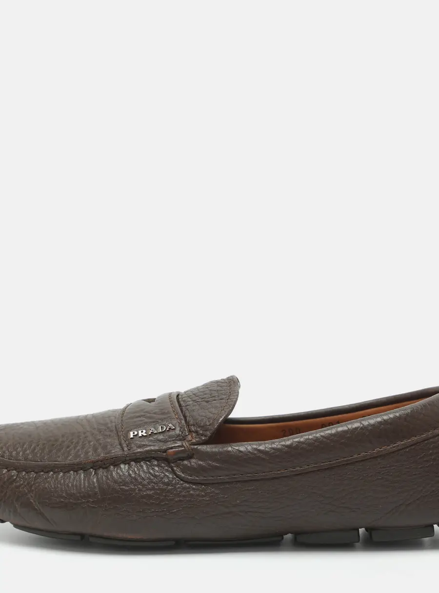 Prada Size 42.5 Brown Leather Loafers